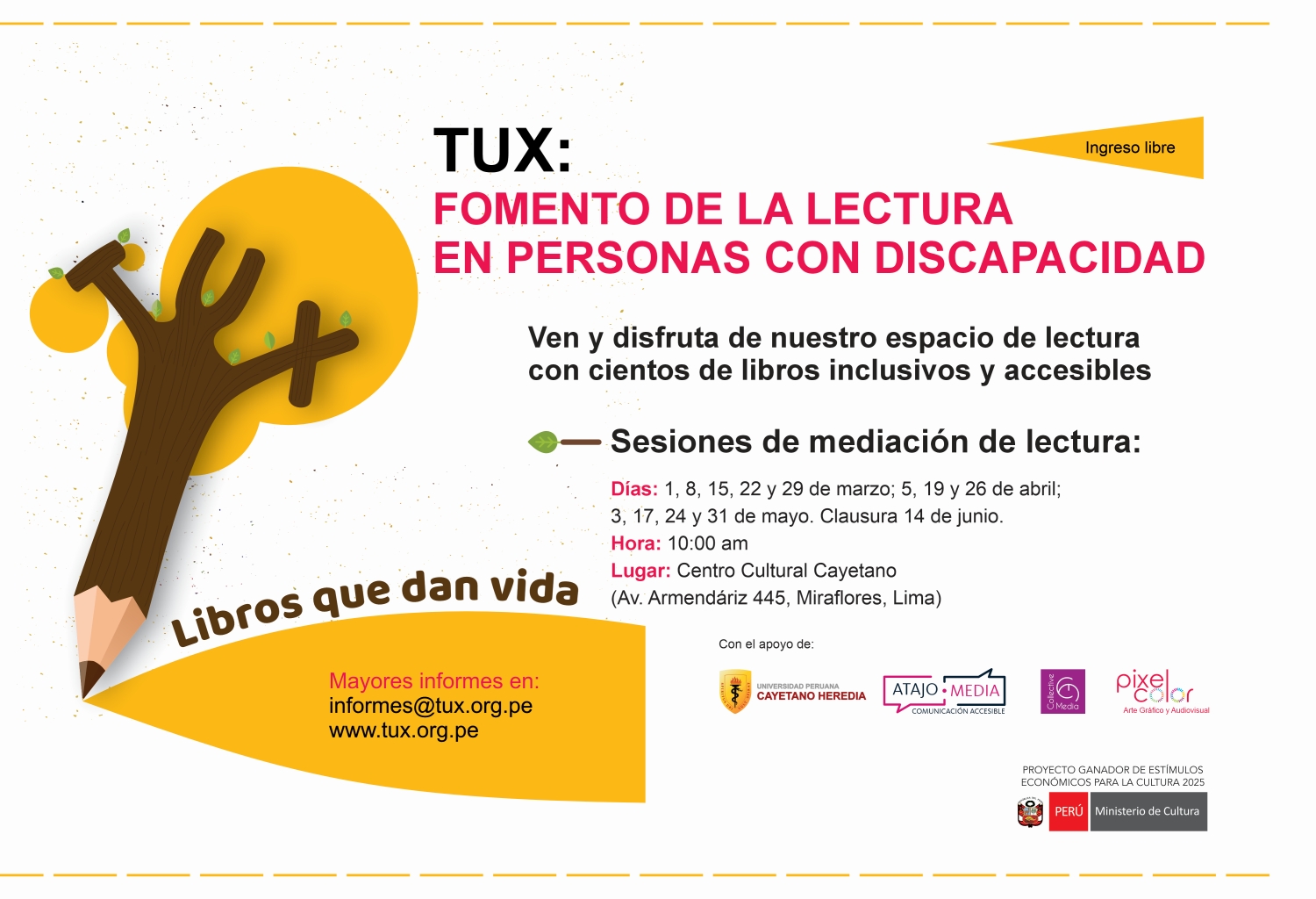 Afiche de la Mediación lectora en el Centro Cultural Cayetano.